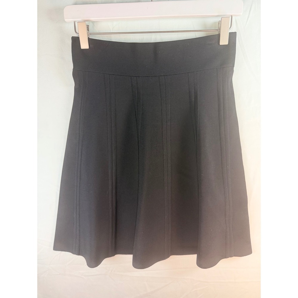 Ted Baker London Black Ribbed Knit Skater Skirt Flared Mini Size 2
